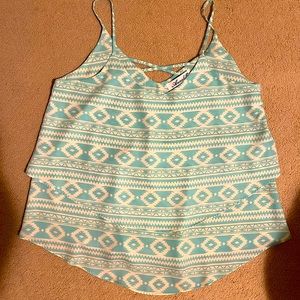 Francesca’s tribal blouse. Teal and white. Size MEDIUM